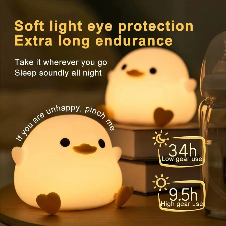 Rechargeable Night Light LED Cartoon Animal Silicone Lamp for Kids Touch Sensor Timer USB Children'S Room Dec