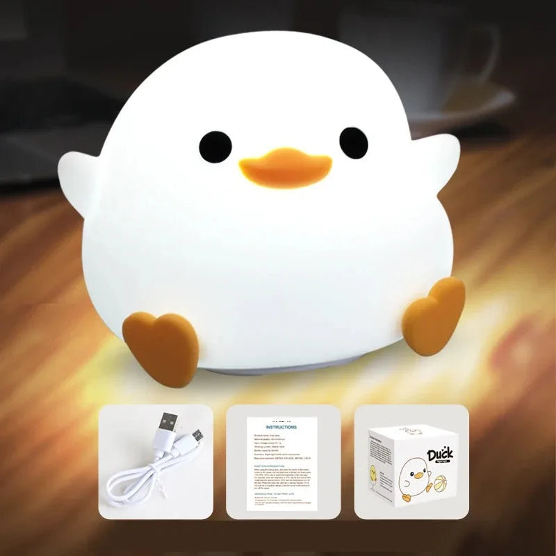 Rechargeable Night Light LED Cartoon Animal Silicone Lamp for Kids Touch Sensor Timer USB Children'S Room Dec